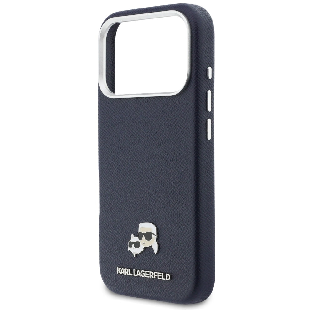 Funda MagSafe para Apple iPhone 17 Pro, Karl Lagerfeld, Saffiano Karl & Choupette Pins, Azul