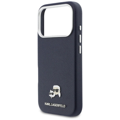 Funda MagSafe para Apple iPhone 17 Pro, Karl Lagerfeld, Saffiano Karl & Choupette Pins, Azul