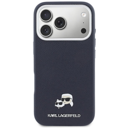 Funda MagSafe para Apple iPhone 17 Pro, Karl Lagerfeld, Saffiano Karl & Choupette Pins, Azul