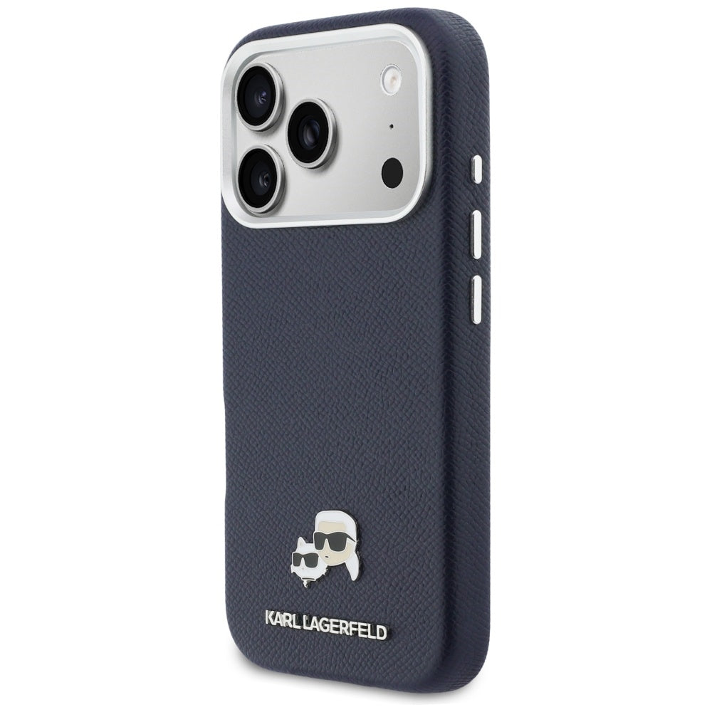 Funda MagSafe para Apple iPhone 17 Pro, Karl Lagerfeld, Saffiano Karl & Choupette Pins, Azul