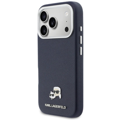 Funda MagSafe para Apple iPhone 17 Pro, Karl Lagerfeld, Saffiano Karl & Choupette Pins, Azul