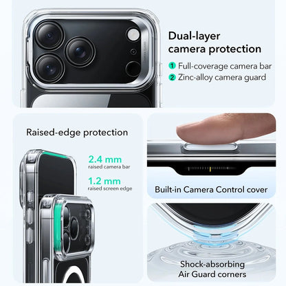 Funda MagSafe para Apple iPhone 17 Pro Max, ESR, Classic Hybrid Kickstand, Transparente