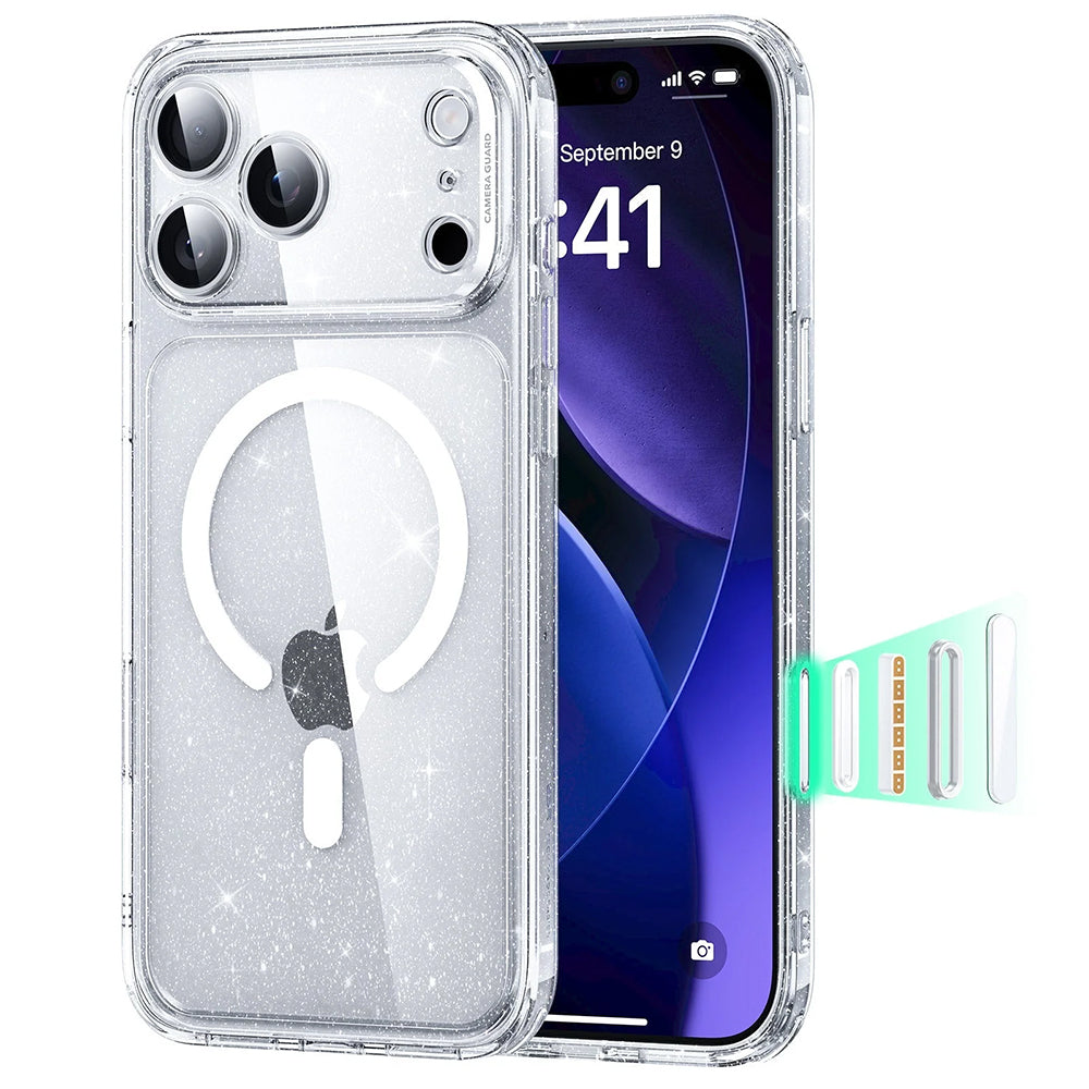 Funda MagSafe para Apple iPhone 17 Pro Max, ESR, Classic Hybrid Shimmer, Transparente