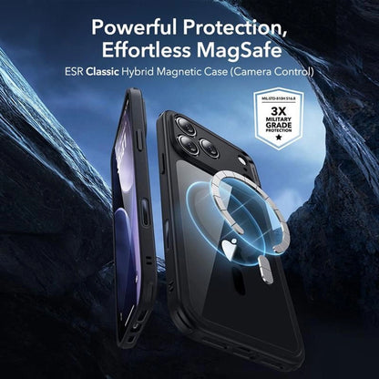 Funda MagSafe para Apple iPhone 17 Pro Max, ESR, Classic Hybrid con Protector de Pantalla, Negra Transparente