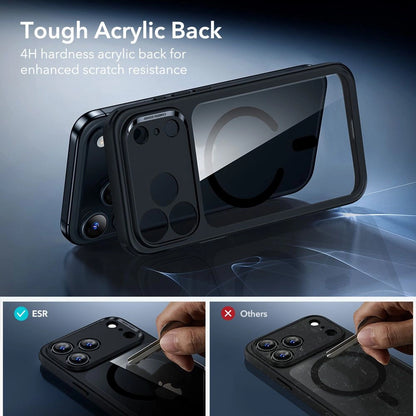 Funda MagSafe para Apple iPhone 17 Pro Max, ESR, Classic Hybrid con Protector de Pantalla, Negra Transparente