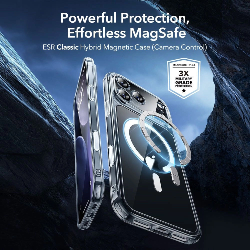 Funda MagSafe para Apple iPhone 17 Pro Max, ESR, Classic Hybrid con Protector de Pantalla, Transparente