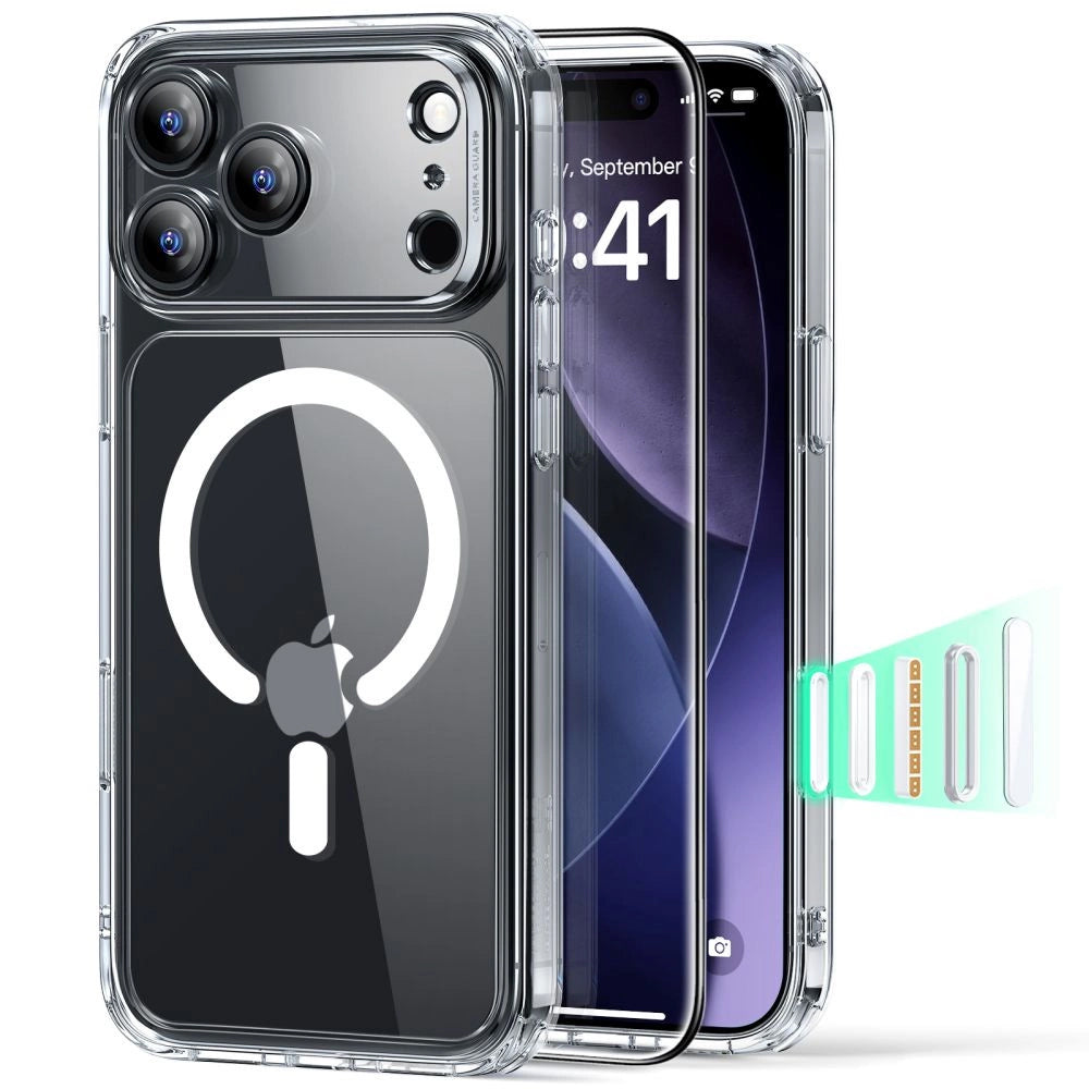 Funda MagSafe para Apple iPhone 17 Pro Max, ESR, Classic Hybrid con Protector de Pantalla, Transparente