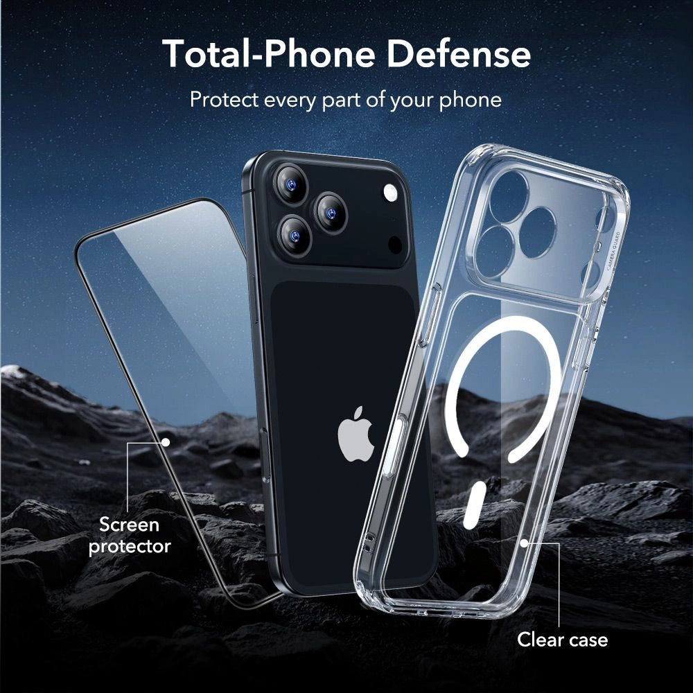 Funda MagSafe para Apple iPhone 17 Pro Max, ESR, Classic Hybrid con Protector de Pantalla, Transparente
