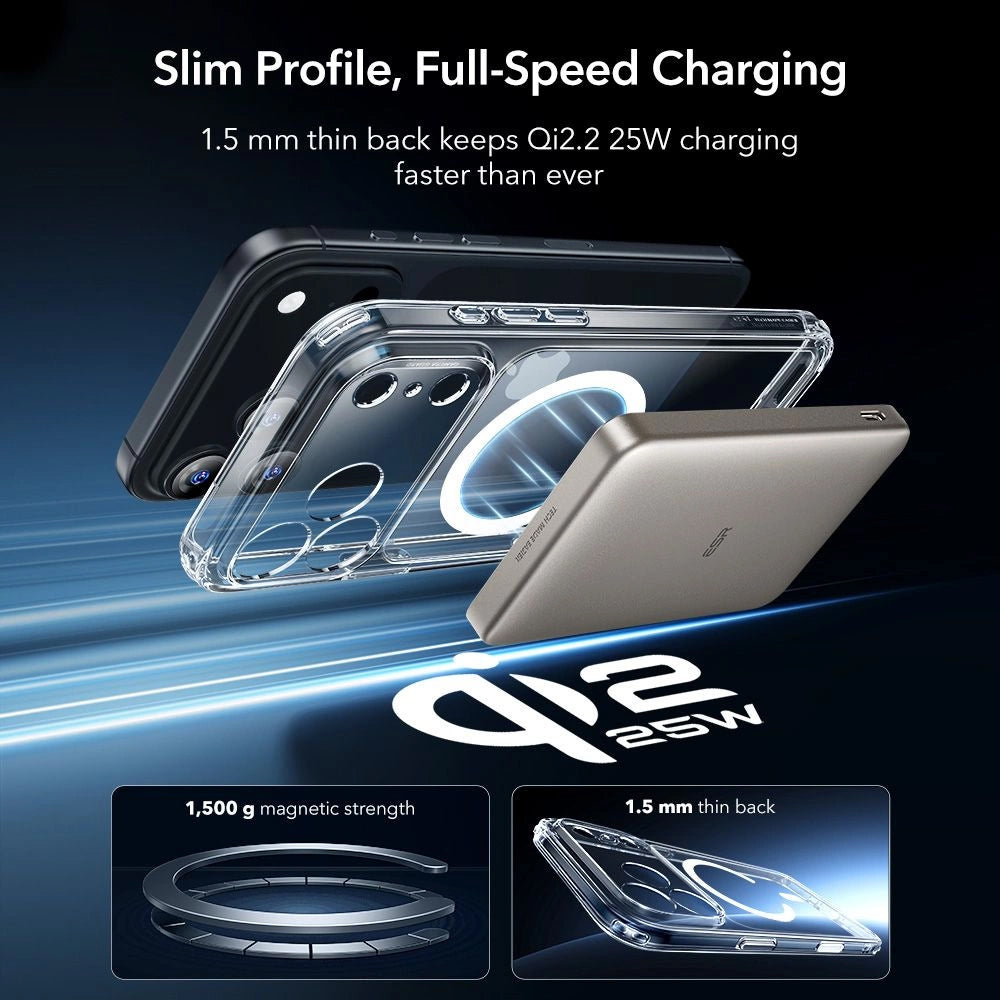 Funda MagSafe para Apple iPhone 17 Pro Max, ESR, Classic Hybrid con Protector de Pantalla, Transparente