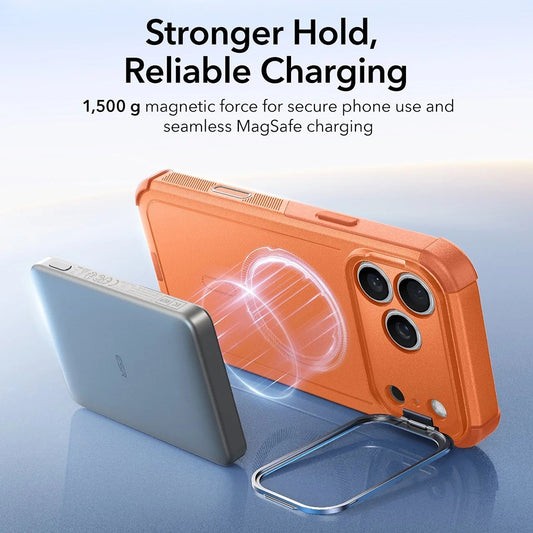 Funda MagSafe para Apple iPhone 17 Pro Max, ESR, Cyber Armor Kickstand, Naranja