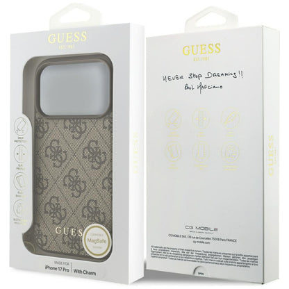 Funda MagSafe para Apple iPhone 17 Pro Max, Guess, 4G Charm Cradle, Marrón