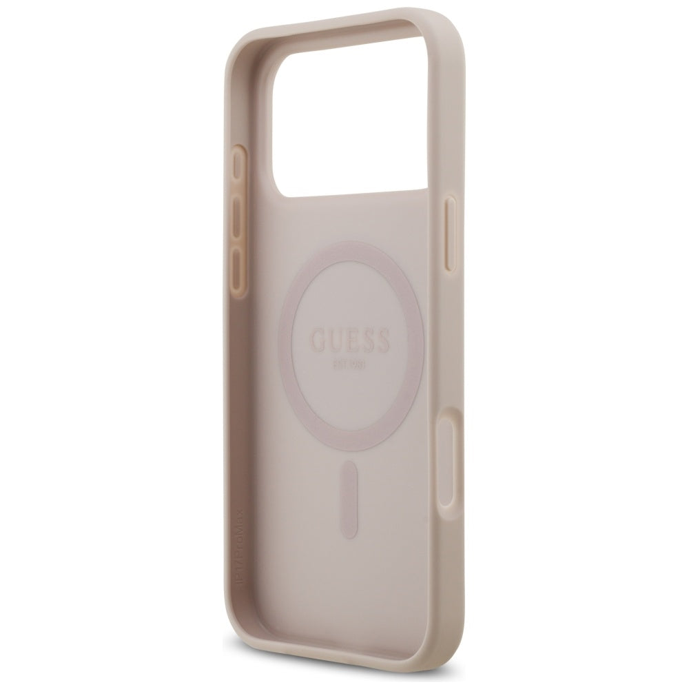 Funda MagSafe para Apple iPhone 17 Pro Max, Guess, 4G Circle Classic Logo, Rosa
