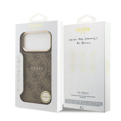 Funda MagSafe para Apple iPhone 17 Pro Max, Guess, 4G Classic, Marrón