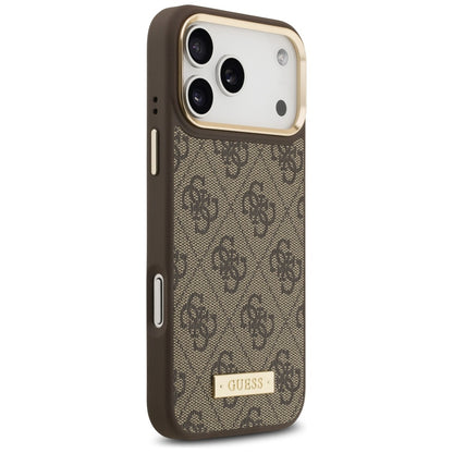 Funda MagSafe para Apple iPhone 17 Pro Max, Guess, 4G Logo Plate, Marrón