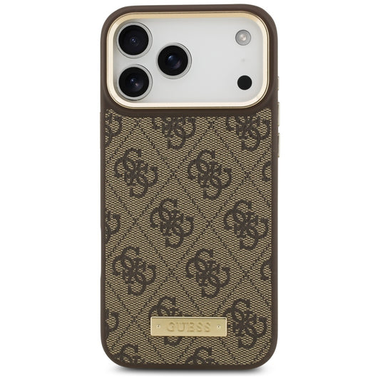 Funda MagSafe para Apple iPhone 17 Pro Max, Guess, 4G Logo Plate, Marrón