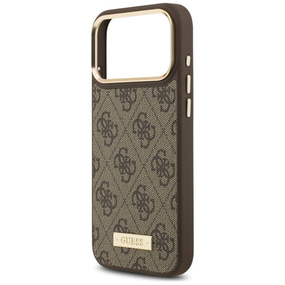 Funda MagSafe para Apple iPhone 17 Pro Max, Guess, 4G Logo Plate, Marrón