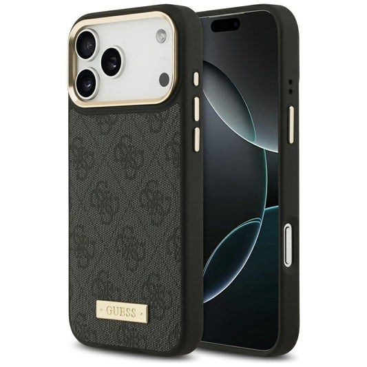 Funda MagSafe para Apple iPhone 17 Pro Max, Guess, 4G Logo Plate, Negra