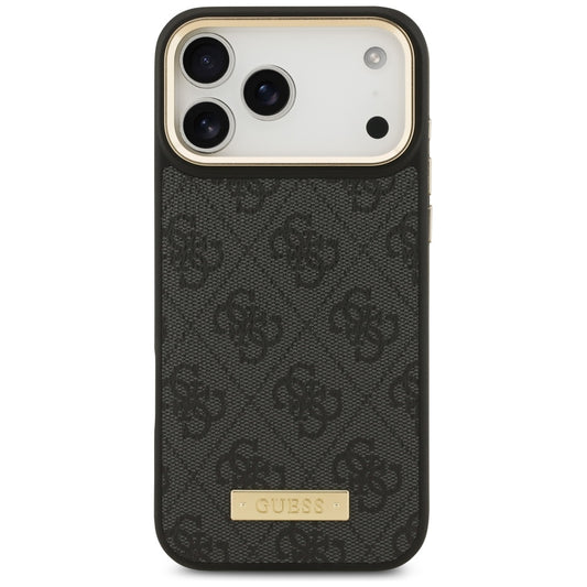 Funda MagSafe para Apple iPhone 17 Pro Max, Guess, 4G Logo Plate, Negra