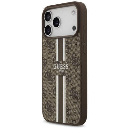 Funda MagSafe para Apple iPhone 17 Pro Max, Guess, 4G Printed Stripes, Marrón