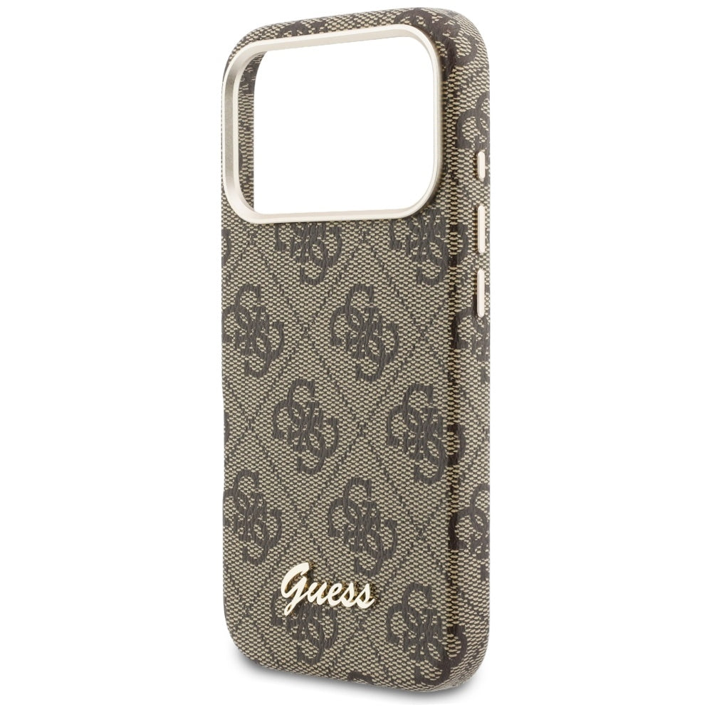 Funda MagSafe para Apple iPhone 17 Pro Max, Guess, 4G Script Logo, Marrón