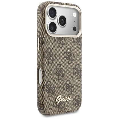 Funda MagSafe para Apple iPhone 17 Pro Max, Guess, 4G Script Logo, Marrón