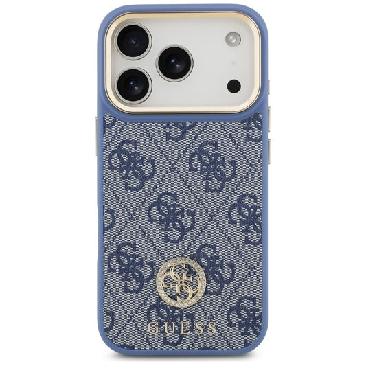 Funda MagSafe para Apple iPhone 17 Pro Max, Guess, 4G Strass Logo, Azul.