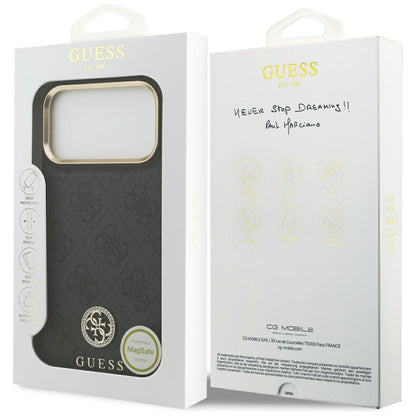 Funda MagSafe para Apple iPhone 17 Pro Max, Guess, 4G Strass Logo, Negra