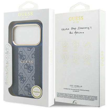 Funda MagSafe para Apple iPhone 17 Pro Max, Guess, 4G Stripe, Azul.