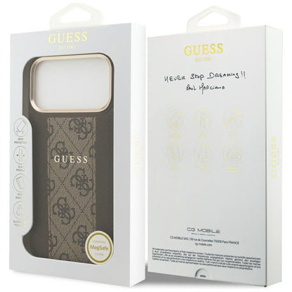 Funda MagSafe para Apple iPhone 17 Pro Max, Guess, 4G Stripe, Marrón