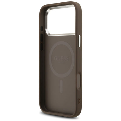 Funda MagSafe para Apple iPhone 17 Pro Max, Guess, Logo Triángulo 4G, Marrón