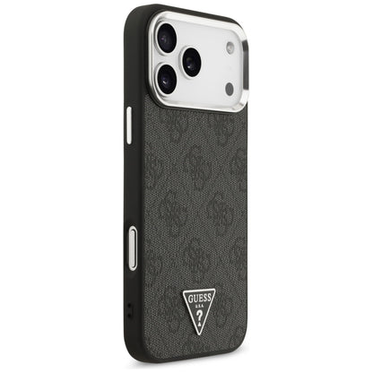 Funda MagSafe para Apple iPhone 17 Pro Max, Guess, Logo Triángulo 4G, Negra Plateada