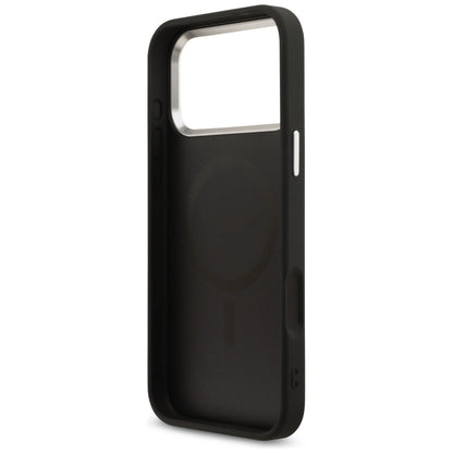 Funda MagSafe para Apple iPhone 17 Pro Max, Guess, Logo Triángulo 4G, Negra Plateada