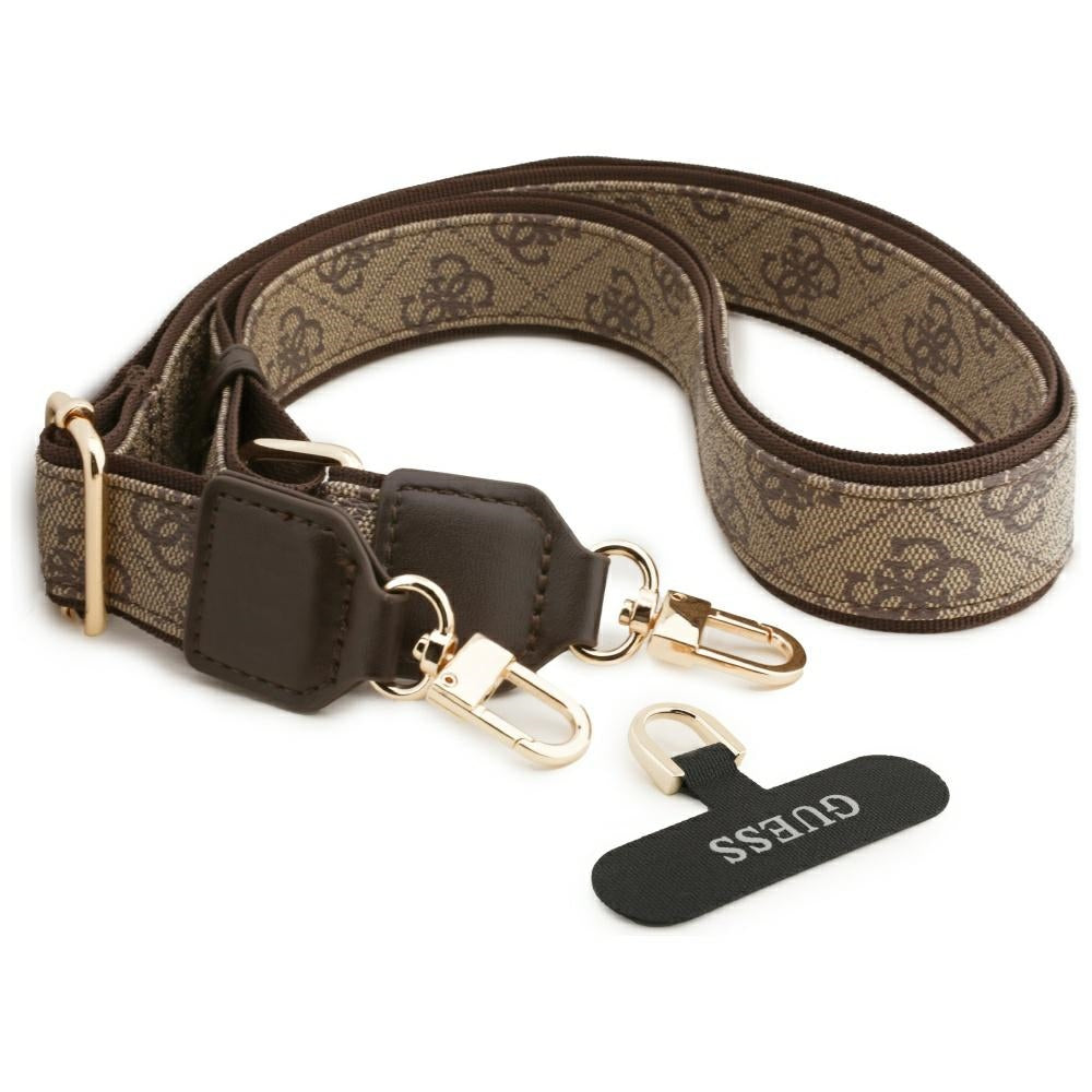 Funda MagSafe para Apple iPhone 17 Pro Max, Guess, Logo Triángulo 4G con Correa Grande, Marrón