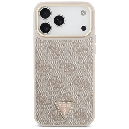 Funda MagSafe para Apple iPhone 17 Pro Max, Guess, Logo Triángulo 4G con Correa Grande, Rosa