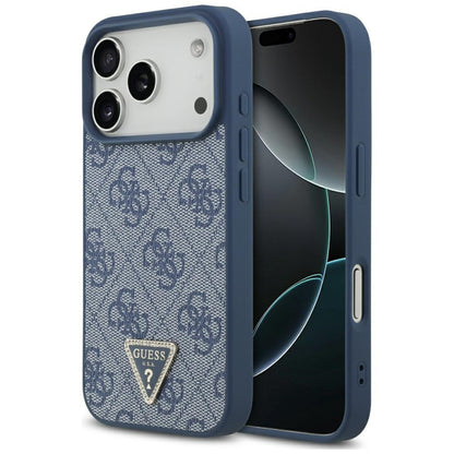 Funda MagSafe para Apple iPhone 17 Pro Max, Guess, 4G Triangle Strass, Azul