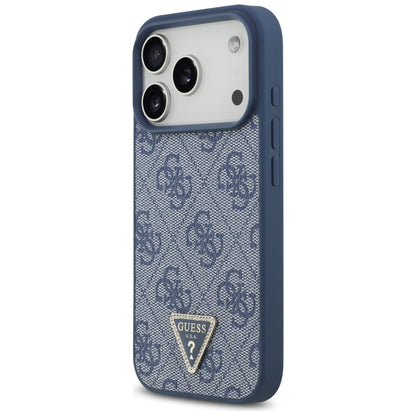 Funda MagSafe para Apple iPhone 17 Pro Max, Guess, 4G Triangle Strass, Azul