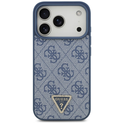 Funda MagSafe para Apple iPhone 17 Pro Max, Guess, 4G Triangle Strass, Azul