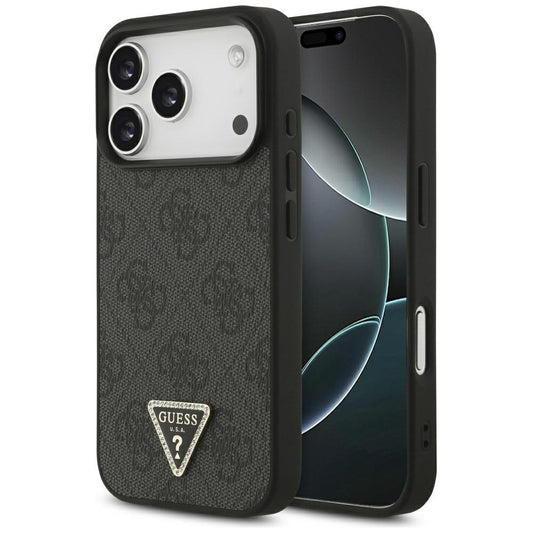 Funda MagSafe para Apple iPhone 17 Pro Max, Guess, 4G Triangle Strass, Negra