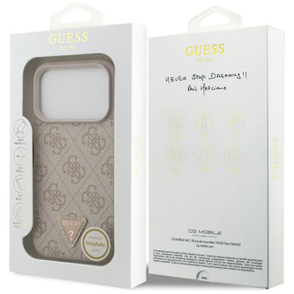 Funda MagSafe para Apple iPhone 17 Pro Max, Guess, 4G Triangle Strass, Rosa.