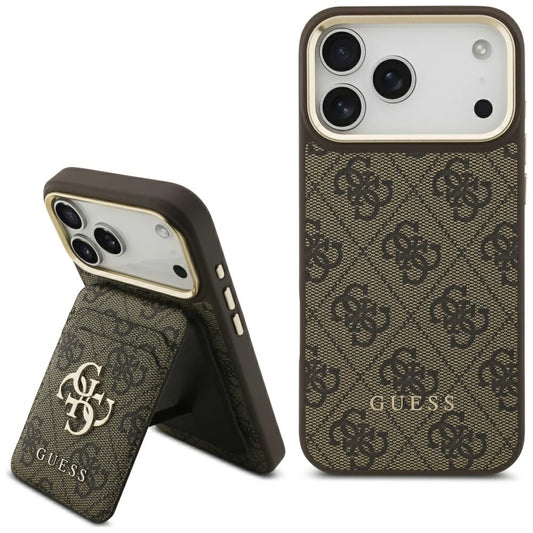 Funda MagSafe para Apple iPhone 17 Pro Max, Guess, Cardslot 4G, Marrón.