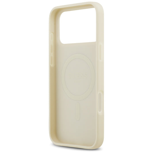 Funda MagSafe para Apple iPhone 17 Pro Max, Guess, Croco Triangle Logo, Dorada