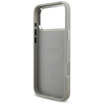 Funda MagSafe para Apple iPhone 17 Pro Max, Guess, Glitter Triangle Logo, Plateada