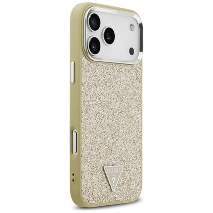Funda MagSafe para Apple iPhone 17 Pro Max, Guess, Glitter Triangle Logo, Dorada