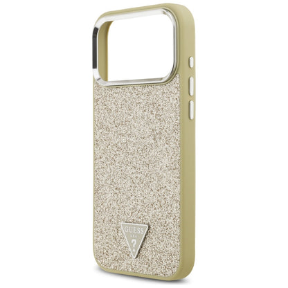 Funda MagSafe para Apple iPhone 17 Pro Max, Guess, Glitter Triangle Logo, Dorada