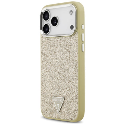 Funda MagSafe para Apple iPhone 17 Pro Max, Guess, Glitter Triangle Logo, Dorada