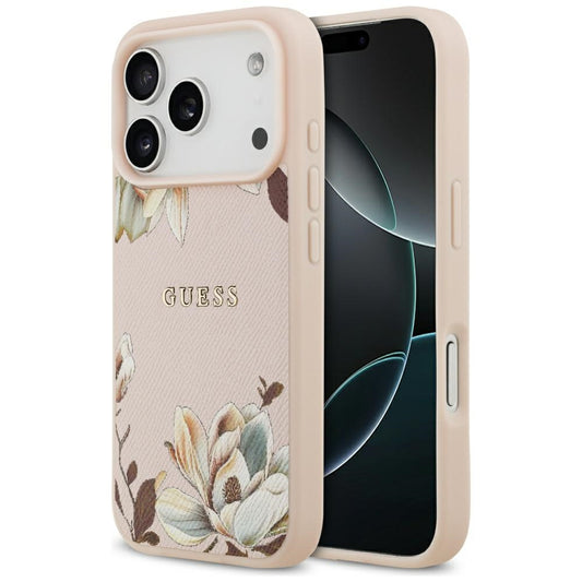 Funda MagSafe para Apple iPhone 17 Pro Max, Guess, Grained Flowers, Rosa
