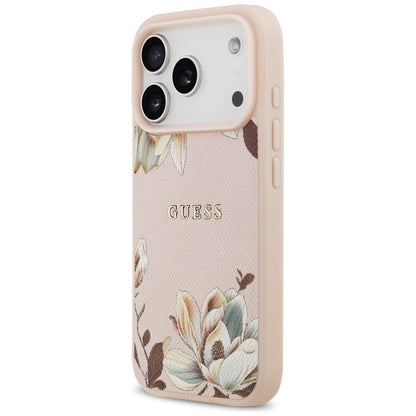 Funda MagSafe para Apple iPhone 17 Pro Max, Guess, Grained Flowers, Rosa