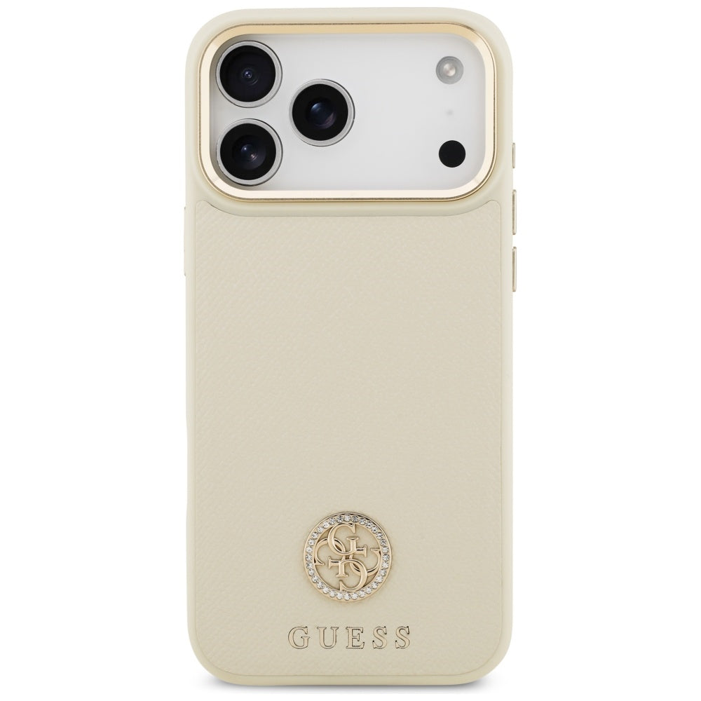 Funda MagSafe para Apple iPhone 17 Pro Max, Guess, Grained Strass Logo, Beige