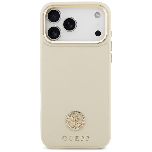 Funda MagSafe para Apple iPhone 17 Pro Max, Guess, Grained Strass Logo, Beige