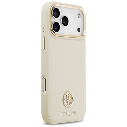 Funda MagSafe para Apple iPhone 17 Pro Max, Guess, Grained Strass Logo, Beige